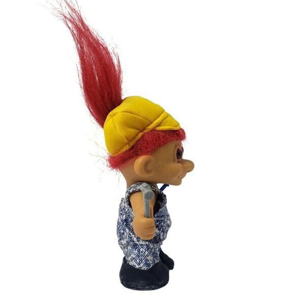 Vintage Russ Troll Doll Construction Worker 5" Red Hair Hammer Original #18532 - Picture 2 of 4
